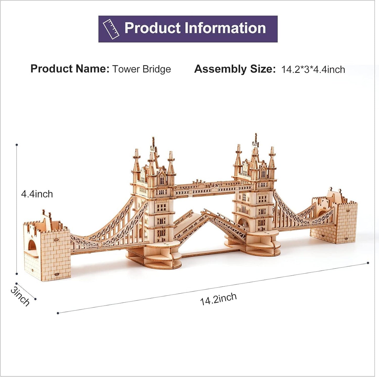 ROBOTIME 3D Holz Puzzle London Tower Bridge - Detailgetreues Modellbau Set