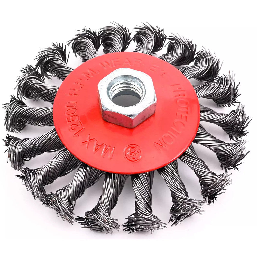 3xTopfbürste Drahtbürste Wire Brush 125mm M14 Knotted Cone Brush Flex Winkelschleifer