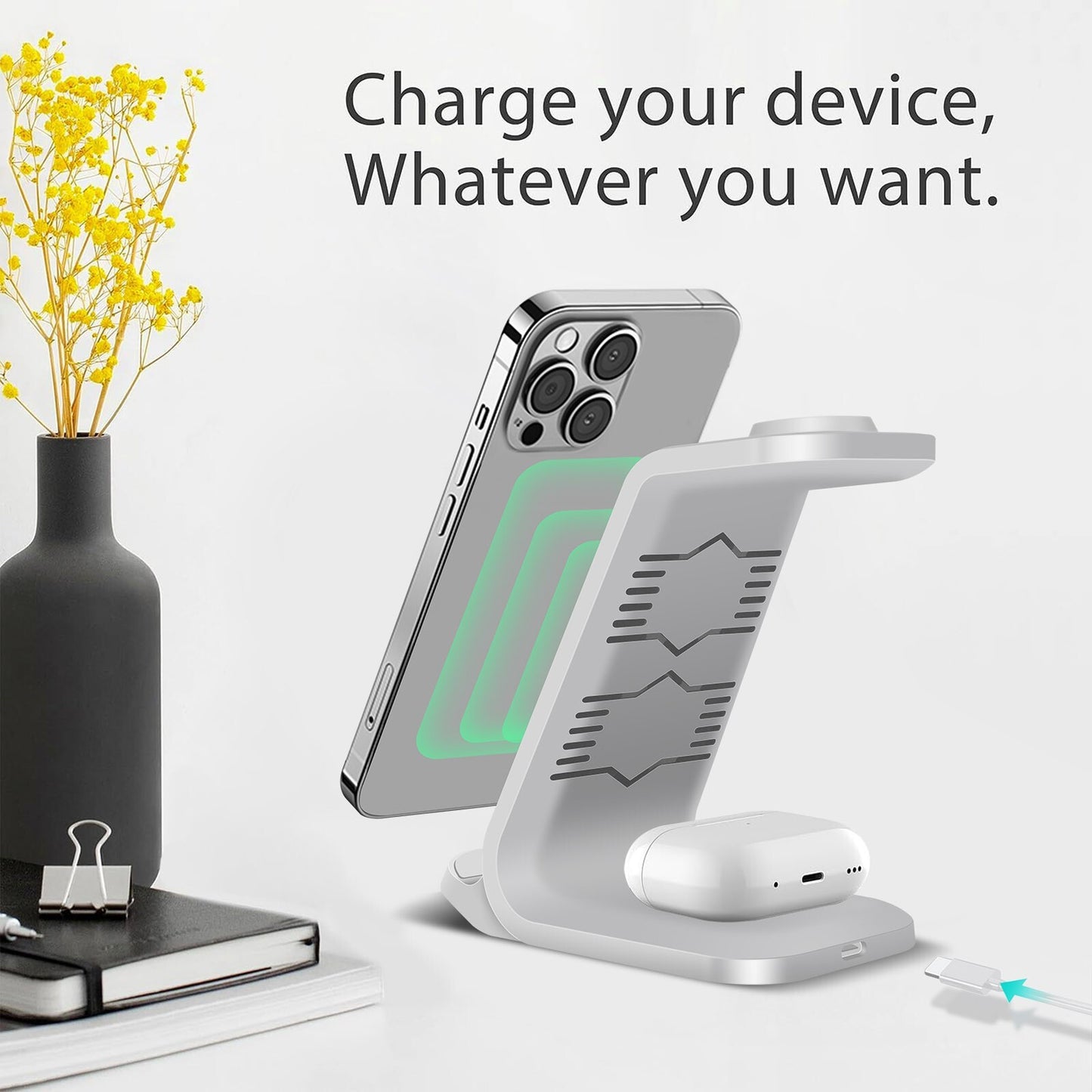 3 in 1 Wireless Ladegerät für I Phone Airpods Smartwatch Samsung Galaxy