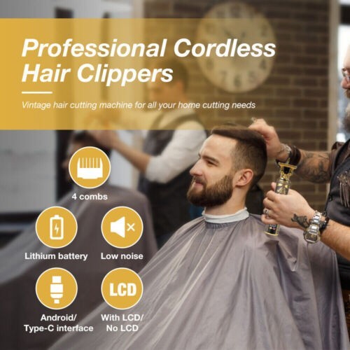 Bart Trimmer Kabellos wiederaufladbar Haarschneidemaschine Barbier versch. Aufsätze Metallgehäuse