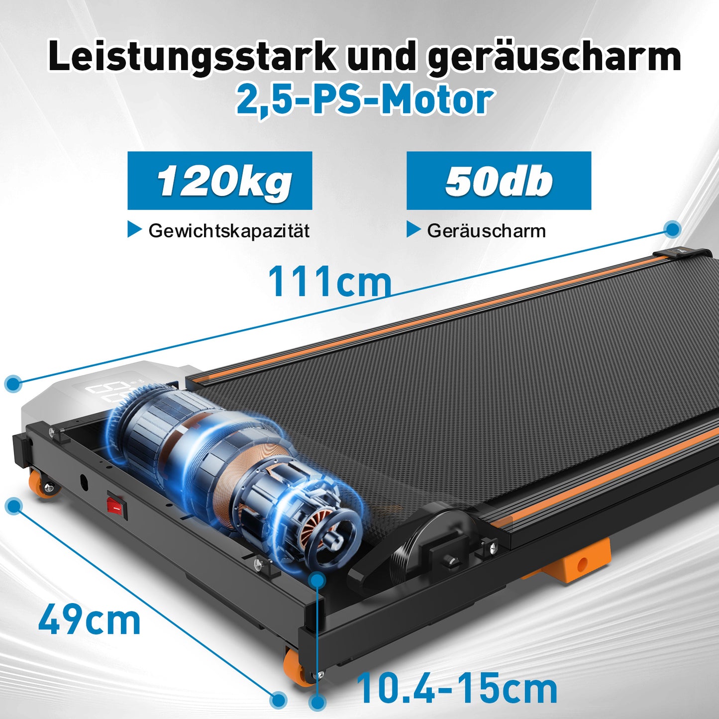 Walking Pad Laufband für Heim-Büro Laufbänder unter Schreibtisch Laufband Pad Leise tragbare kompakte Laufband kleine Mini-Laufband LED-Display Fernbedienung Laufband Gewicht von 120kg