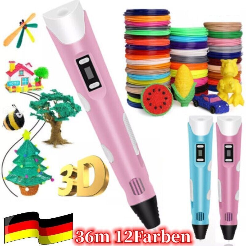 DIY Kinder 3D Stifte Set 3D Druckstift 36m 12Farben PLA Filament 3D Printing Pen