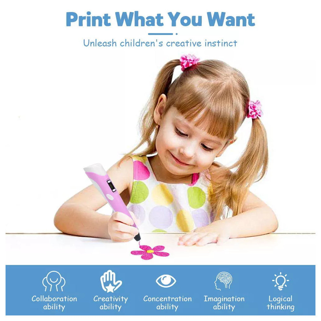 DIY Kinder 3D Stifte Set 3D Druckstift 36m 12Farben PLA Filament 3D Printing Pen