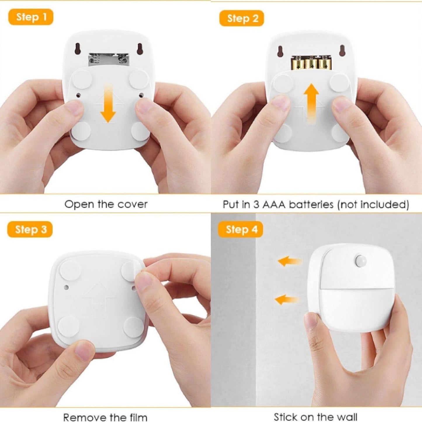 3 X LED Nachtlicht Mit Bewegungsmelder Sensor Batterie Treppenlicht Wandleuchte