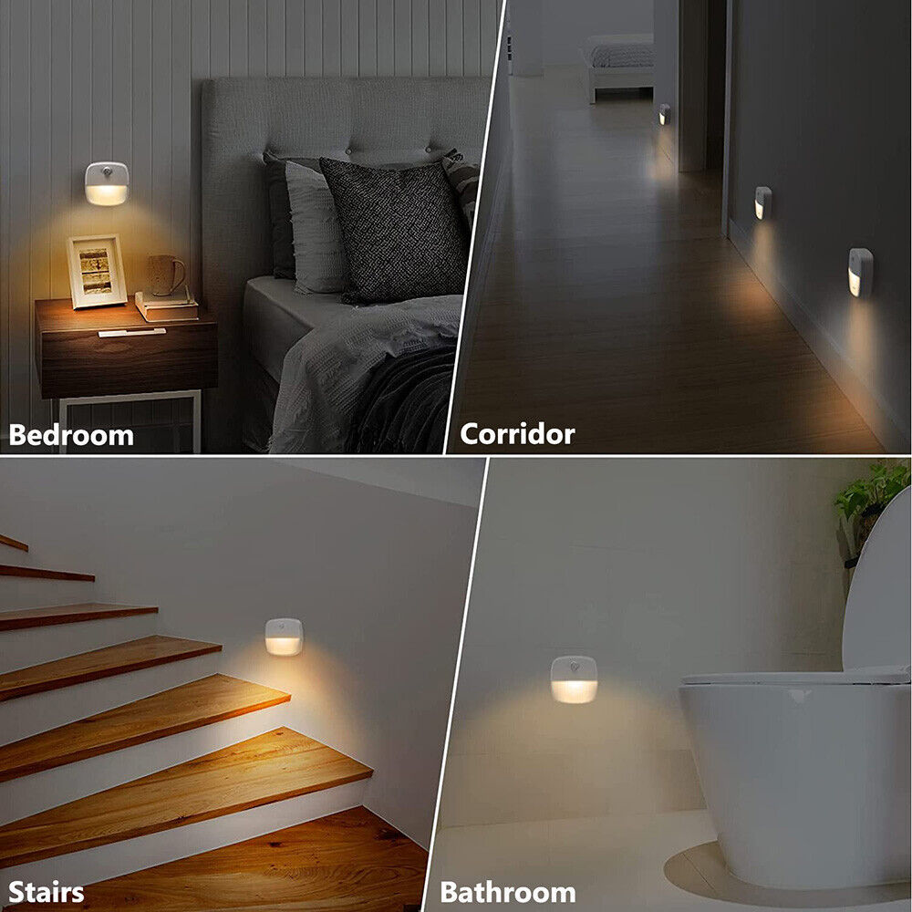3 X LED Nachtlicht Mit Bewegungsmelder Sensor Batterie Treppenlicht Wandleuchte