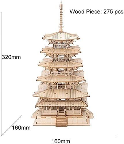 3D Holz Puzzle fünfstöckige Pagode Bausatz