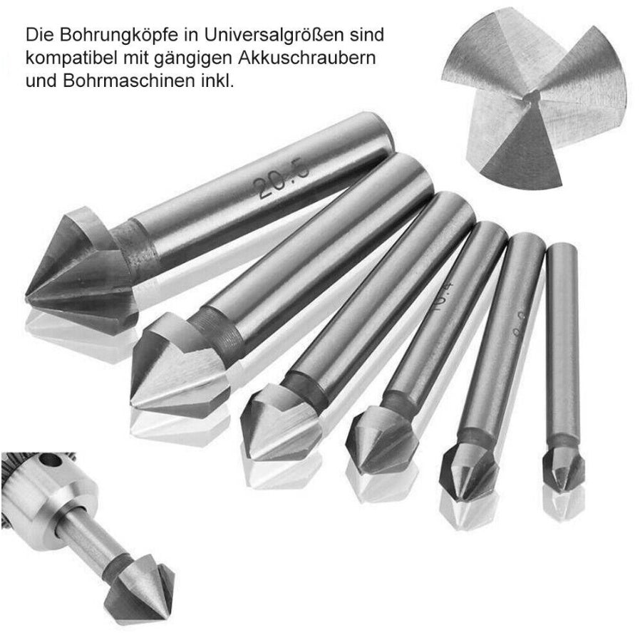 6 Stk Kegelsenker Set Holz Metall HSS 90°  6.3-20.5 mm Set