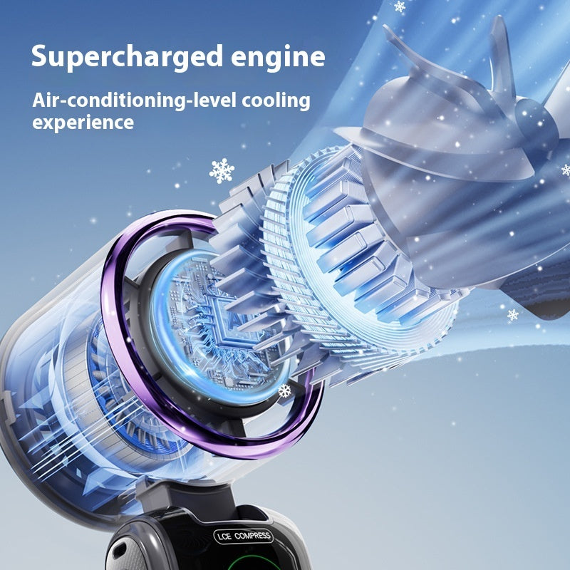Neues Hochgeschwindigkeits  Eis Elektrischer Handventilator mit Einstellbarer Geschwindigkeit, Faltbarer Mini-Tragbarer Ventilator, Outdoor-Hängender Nackenventilator, Kleiner Ventilator