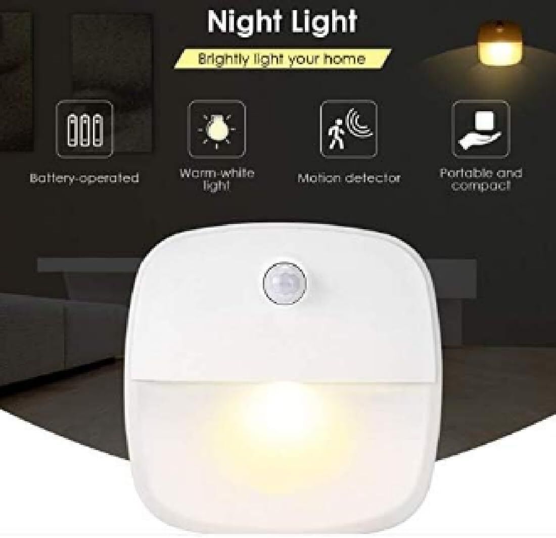 3 X LED Nachtlicht Mit Bewegungsmelder Sensor Batterie Treppenlicht Wandleuchte