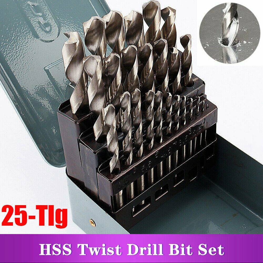 25Stk HSS Spiralbohrer Satz Metall Drill Bit Cobalt Stainless Steel 1-13mm