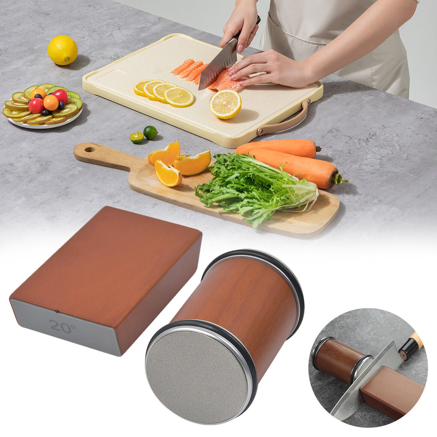 Schärfset für Messer – Rollschleifer Küchenmesser, Messerschleifer